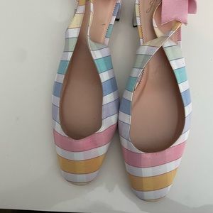 J.Crew sling back heels. Great pattern. Size 9.5. Worn only once on carpet.